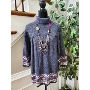 Dressbarn Women Gray Acrylic Turtle Neck Long Sleeve Pullover Sweater Size 18/20